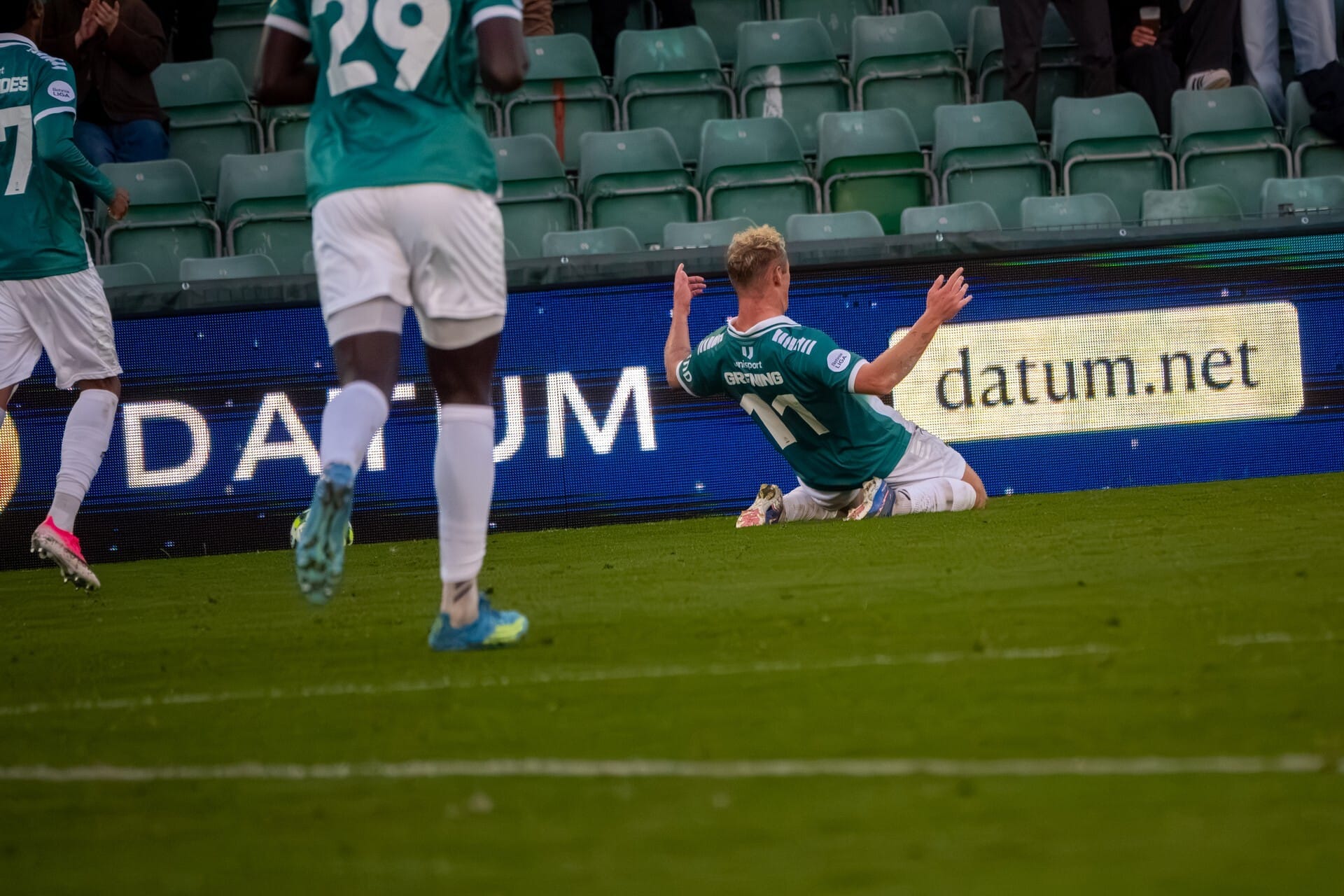 AB player celebrating a goal at Gladsaxe Stadium