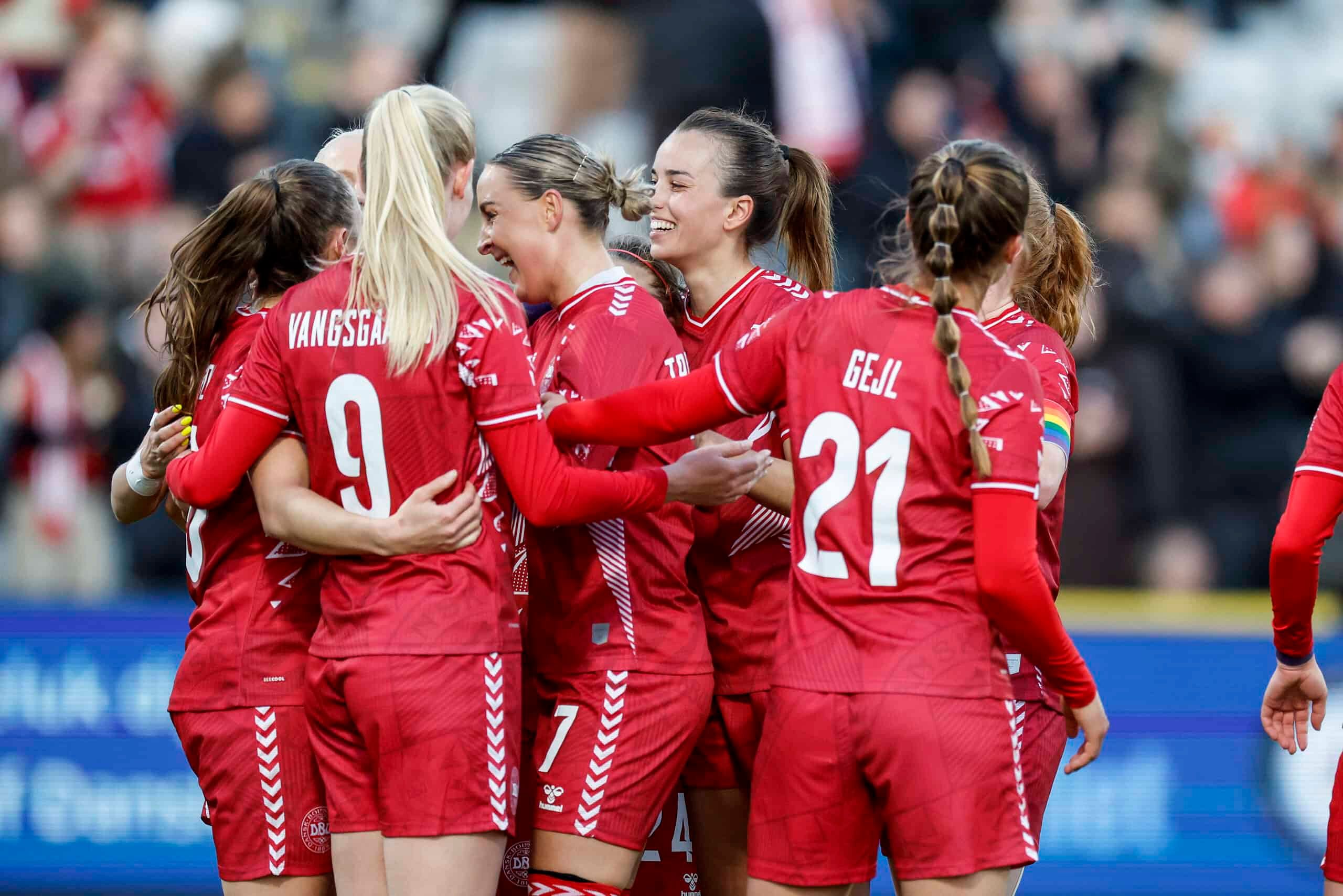 National team celebration at Gladsaxe Stadium